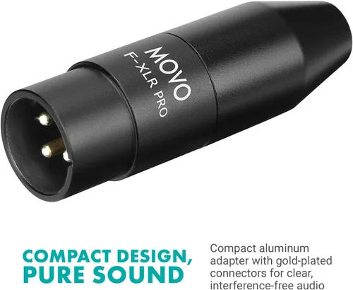 Miniatura 5 de Movo FXLR-PRO 0.138 in (TRS) Adaptador de micrófono hembra Mini-Jack a conector macho XLR de 3 pines con convertidor de alimentación Phantom