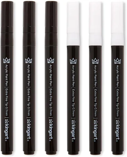 Miniatura 3 de KINGART PRO - Bolígrafos de pintura extra fina, punta de 0.028 in, 6 marcadores de pintura acrílica, bajo olor y secado rápido para rocas, madera