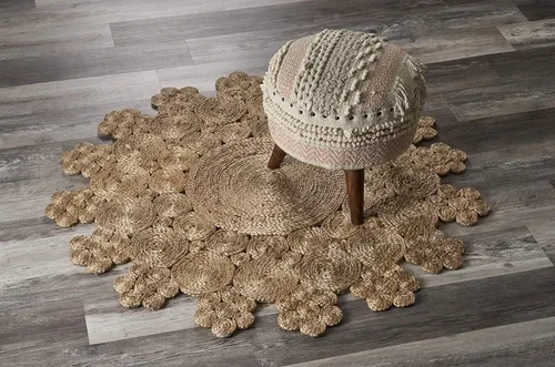 Miniatura 15 de LR Home - Alfombra ovalada de yute natural de 5 x 7 pies para decoración del hogar, alfombras trenzadas para sala de estar, dormitorio, sala