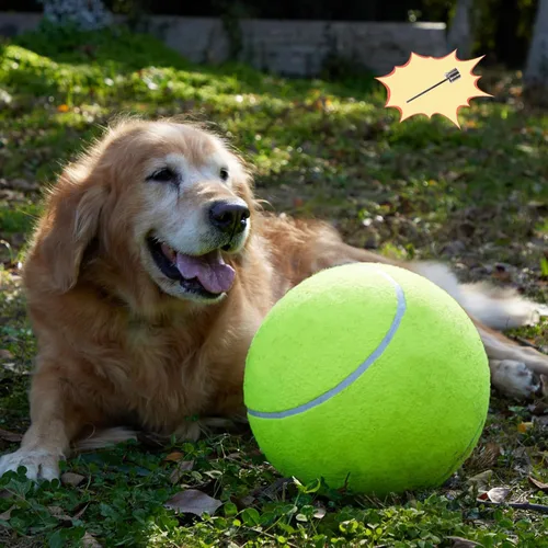 TYLIN Pelota de tenis gigante para perros de 9.5 pulgadas, divertida pelota de deportes al aire libre, pelotas de tenis grandes amarillas para