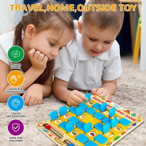 Miniatura 2 de Juego de Memoria de Emparejamiento para Niños de 3 4 5 6 7 8 Años, Juguete de Viaje para Niños y Niñas, Juego de Mesa de Madera, Esenciales de Viaje