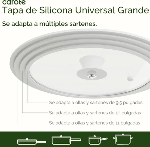 Miniatura 2 de CAROTE 2 piezas de tapa universal de silicona para ollas, sartenes y cacerolas, tapa de olla para 6", 7" 8" y 9.5", 10", 11" de diámetro. Utensilios