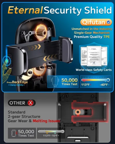 Miniatura 8 de Qifutan Soporte de teléfono para automóvil, soporte de teléfono para parabrisas de automóvil, ventilación de aire, universal, manos libres, soporte