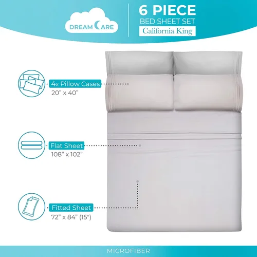 Miniatura 380 de DREAMCARE Juego de sábanas Queen – 6 piezas Sábanas de enfriamiento – hasta 15” Sábanas profundas tamaño Queen – Colección 2500 Supreme – Extra 03