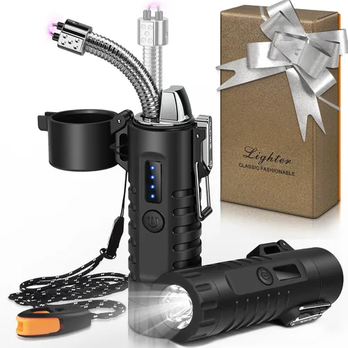 Miniatura 14 de Lafagiet Encendedor recargable USB C, cuello flexible de 360°, a prueba de viento y agua, encendedores de arco eléctrico para velas, camping F37-or