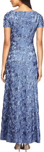 Miniatura 2 de Alex Evenings Vestido largo de manga casquillo de encaje con roseta para mujer
