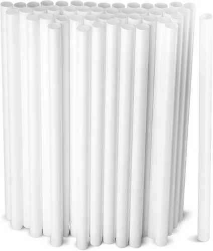 Pajitas para batido grandes, desechables, color blanco, de boca ancha, grandes pajitas de batido de 9 pulgadas de alto/alto, paquete de 100