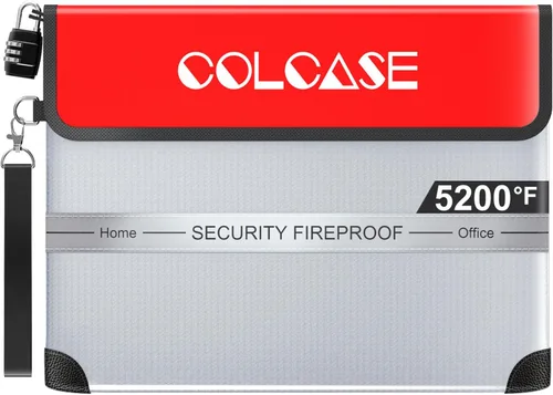 Miniatura 9 de COLCASE Bolsa de documentos ignífuga con cerradura de 5200 ℉ con aislamiento térmico impermeable e ignífugo con cremallera, bolsa ignífuga