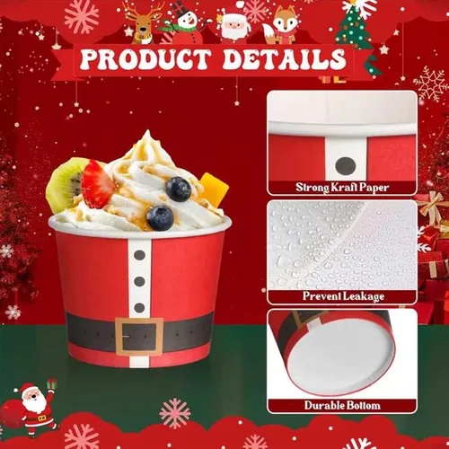 Miniatura 5 de Nuenen 120 tazas de helado de Navidad desechables de 5 onzas, cuencos de postre de papel para Sundae, bar, yogur, cuencos pequeños de aperitivos