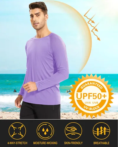Miniatura 20 de MAGCOMSEN Camisas de manga larga para hombre, protección solar UPF 50+, camisetas atléticas para senderismo, correr, entrenamiento, protección