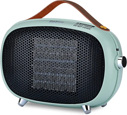 Miniatura 10 de Calentador de Espacio, Teioe Mini Calentador de Espacio Eléctrico 800W/400W, Pequeño Calentador de Cerámica PTC con Protección contra Vuelco y Blanco