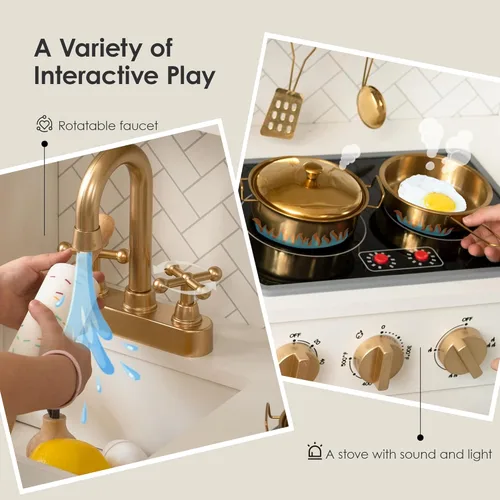 Miniatura 7 de Cocina de Juguete de Madera para Niños – Electrodomésticos Realistas, Almacenamiento Inteligente y 15 Accesorios Divertidos para Inspirar el Juego