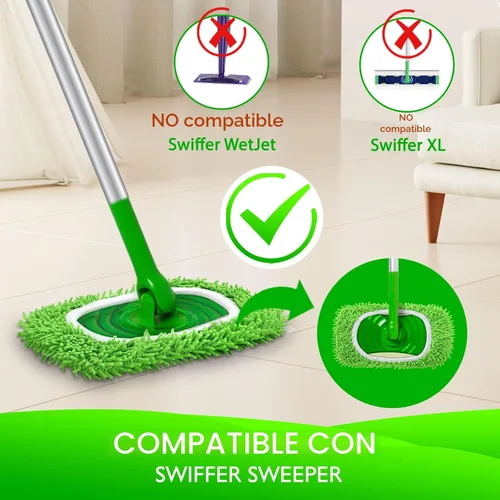 Miniatura 2 de Almohadillas de microfibra reutilizables para trapeador Compatibles con Swiffer Sweeper - Paquete de 4 paños de barrido en seco y paños de trapeo