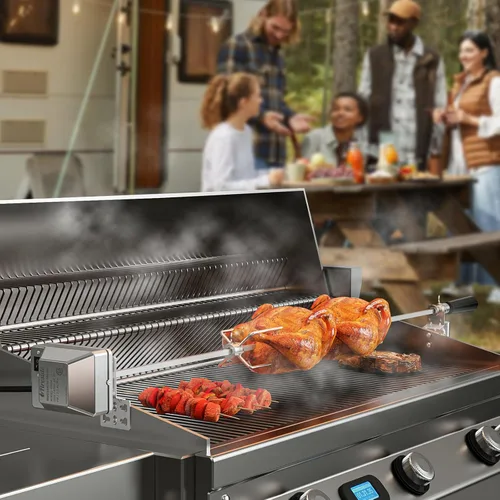 Miniatura 6 de TURBRO Kit de Asador de Acero Inoxidable para Parrillas de Gas con Caja de Cocción de hasta 39'' - Incluye Motor Eléctrico de 4W, Varilla de Asador