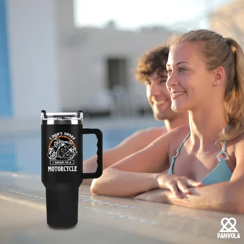 Miniatura 8 de Panvola No ronco, sueño que soy una moto Taza de acero inoxidable para motociclistas, regalo para papá, esposo, novio, tío, taza de viaje