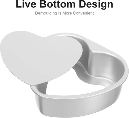 Miniatura 4 de BESTonZON 3 moldes para pasteles en forma de corazón, moldes de aluminio de 6 pulgadas con parte inferior extraíble, molde de pastel de corazón