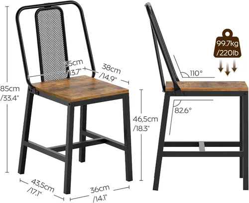 Miniatura 3 de YATINEY CY01L4BRN1 - Juego de 4 sillas de comedor de madera, sillas de comedor de granja con soporte trasero, para sala de estar, cocina, marrón