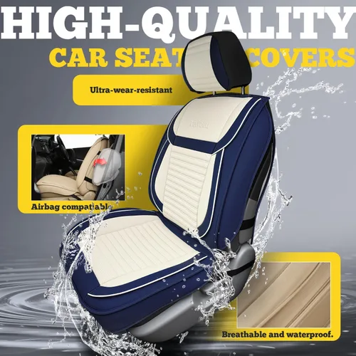 Miniatura 6 de LINGVIDO - Funda universal para asiento de automóvil, transpirable e impermeable, de piel sintética, para autos, SUV, sedán
