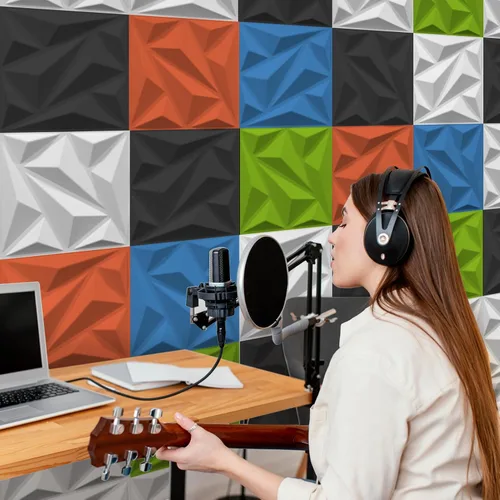 Miniatura 7 de Art3dwallpanels Paquete de 20 paneles acústicos de pared insonorizados de espuma acústica amortiguadores de sonido, absorción de sonido 3D, 12 x 12