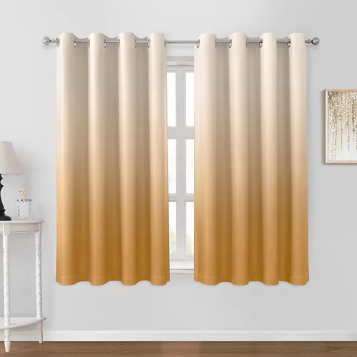 Miniatura 18 de HOMEIDEAS Cortinas Blackout Negras Ombré de 52 x 63 Pulgadas de Largo Degradado Oscurecimiento de Habitación Aislamiento Térmico Ahorro de Energía