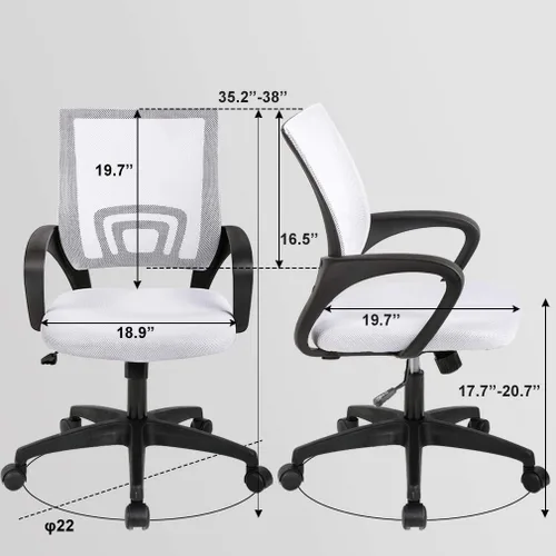 Miniatura 3 de Meet perfect Silla de oficina con respaldo medio, moderna silla ejecutiva de escritorio para computadora, silla giratoria con ruedas, silla Blanco