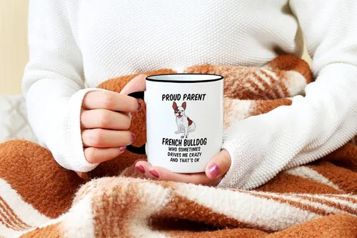 Miniatura 5 de Casitika Regalos de bulldog francés. Taza de café Frenchie de 11 onzas. Taza de bulldog francés para mamá o papá. Taza divertida con arte de perro
