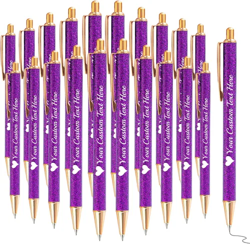Miniatura 78 de Bolígrafos con purpurina personalizados con nombre, bolígrafos bonitos y bonitos personalizados, bolígrafos retráctiles de tinta negra, suministros