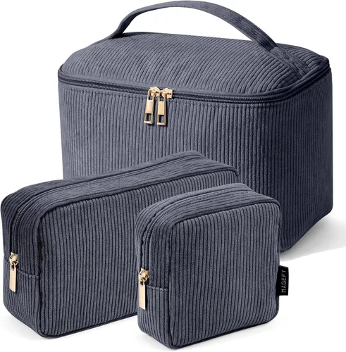 Miniatura 23 de MAGEFY Pequeña bolsa de maquillaje para bolso, mini bolsa de cosméticos de pana, linda bolsa cosmética para mujeres con bolsillos deslizantes