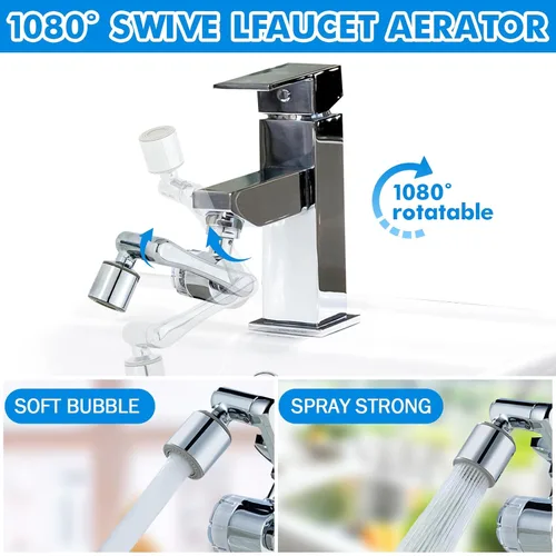 Miniatura 5 de Filtro de Agua para Lavabo de Baño Giratorio 1080 Extensor de Grifo Giratorio Purificador de Agua para Lavabo Elimina Cloro, Sabor, Olor Más del 99%