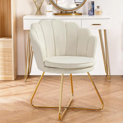 Furniliving Sillas de tocador de terciopelo, sillas decorativas tapizadas para sala de estar, silla de maquillaje para dormitorio, oficina en casa,