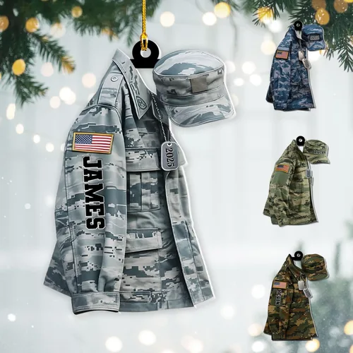 Miniatura 14 de Adornos de Navidad del ejército estadounidense, adorno de veterano para hombres y mujeres, adornos patrióticos para decoración de árbol de Navidad