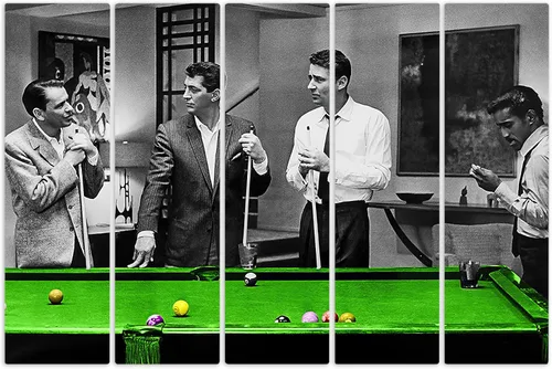 Rat Pack Playin Pool Arte de Lienzo Colorido Decoración de Pared para el Hogar - Varios Tamaños (5 Piezas Mega)