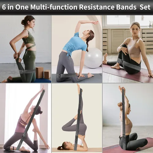 Miniatura 7 de DICYWUDI Bandas de resistencia de tela para entrenamiento, paquete de 6 bandas de ejercicio antideslizantes para mujeres y hombres, bandas de tela