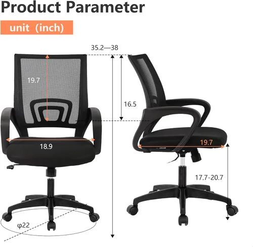 Miniatura 2 de PayLessHere Silla de oficina para casa, silla de escritorio para computadora, ergonómica, con soporte lumbar ajustable, apoyabrazos, ejecutiva
