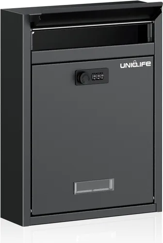 Uniclife Buzón de Montaje en Pared para Exterior, Buzón Grande con Cerradura de Combinación, Buzón de Seguridad para Casa, Caja Segura para Depósito