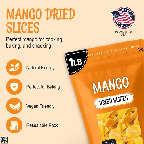 Miniatura 5 de Oh! Nuts Mango seco – 1 libra – Rebanadas de frutas secas – Menos azúcar añadido – Bocados de frutas deshidratados – Empaquetado en bolsa de cierre