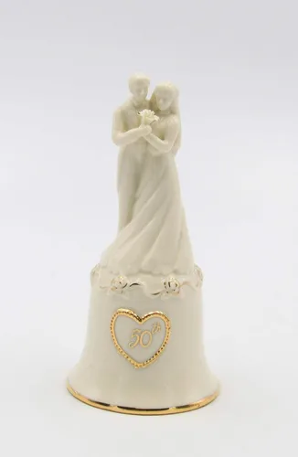 Miniatura 2 de Figura decorativa de campana de porcelana fina para pareja, 50 aniversario, 5-5/8 pulgadas de alto