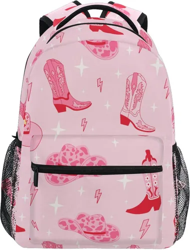 Miniatura 21 de Fisyme Mochila para computadora portátil con estampado de cebra rosa, mochila para libros, viajes informales, senderismo, computadoras portátiles