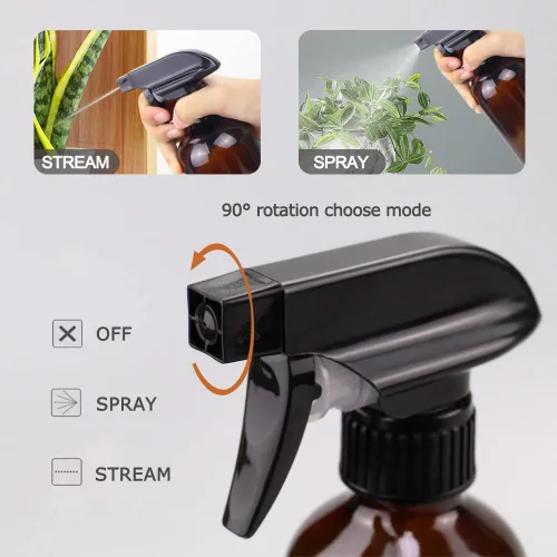 Miniatura 2 de Botellas de spray de vidrio ámbar Wedama, paquete de 2 botellas de vidrio de 16 oz para soluciones de limpieza y aceites esenciales, botella