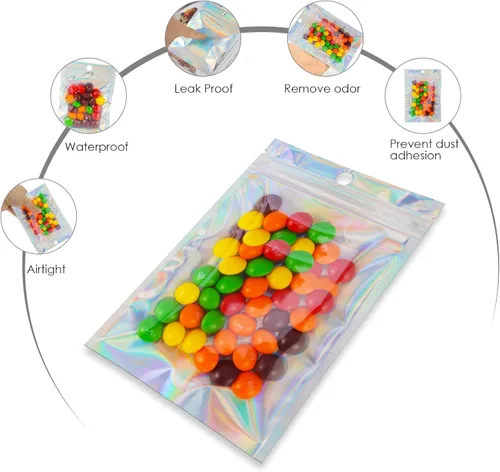 Miniatura 3 de Bolsas resellables de Mylar 100 unidades de 4 x 6 pulgadas Bolsa de mylar a prueba de olores, sellado térmico, bonita lámina de embalaje