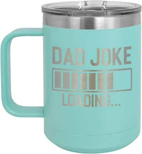 Miniatura 15 de DAD JOKE LOADING Taza de café roja de 15 oz con tapa deslizante Taza de café de viaje aislada Ideas de regalos del día del padre de hijo o hija