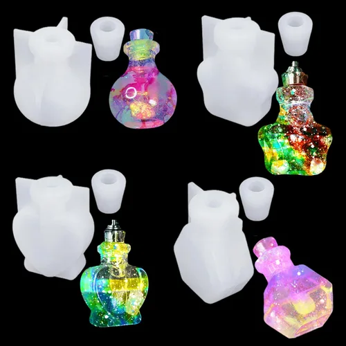 Miniatura 9 de 4 moldes de silicona para botella agitadora, contenedor de botellas de arena movediza y tapón, moldes de resina UV, mini botella de resina epoxi