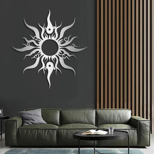 Miniatura 5 de Hotuijxca Arte de pared de sol loco de metal, decoración de metal con sol loco para sala de estar, dormitorio