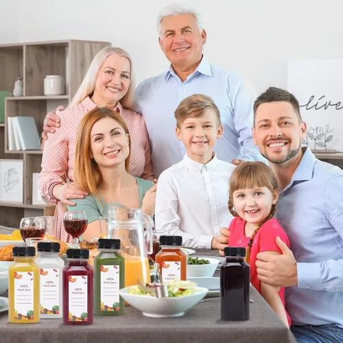 Miniatura 4 de OBKJJ 56 botellas de jugo de 4 onzas, botellas de jugo con tapas, botellas transparentes vacías reutilizables con etiqueta, embudo, cepillo