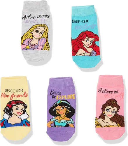 Miniatura 2 de Disney Princess - Calcetines cortos para niñas, paquete de 5