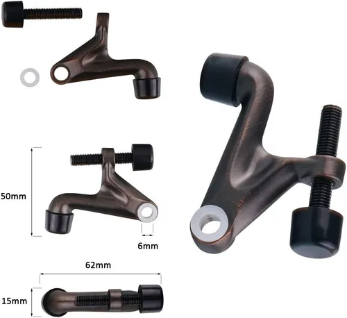 Miniatura 4 de Paquete de 2 topes de puerta con pasador de bisagra, accesorios ajustables de alta resistencia, 2-3/8 x 15/16 pulgadas, negro mate con puntas