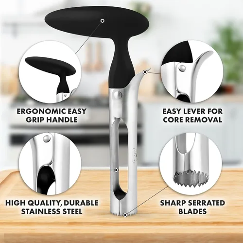 Miniatura 2 de Zulay Kitchen Herramienta Premium para Descorazonar Manzanas - Hojas Ultra Afiladas de Acero Inoxidable y Serradas para Descorazonar Fácilmente
