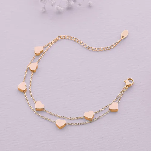 Miniatura 3 de Pera Jewelry Pulseras de corazón, chapadas en oro de 14 quilates y chapadas en plata, pulseras de corazón con cadena en capas para mujer con caja