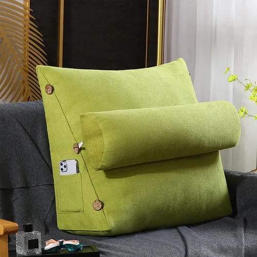 Miniatura 12 de Almohada de lectura y televisión, almohada de cuña de espalda con almohada ajustable para el cuello y bolsillos, almohada de lectura para reposo