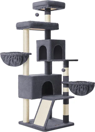 Miniatura 7 de Feandrea Árbol para gatos, torre para gatos de 68.5 pulgadas de alto, condominio de felpa de varios niveles con percha grande, postes rascadores
